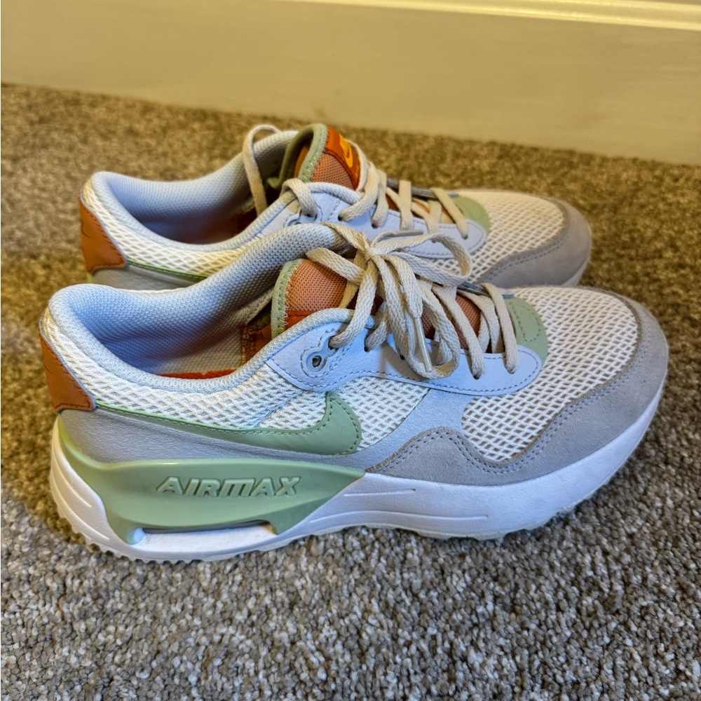 Nike Air Max Sneakers in White, Green, and Brown